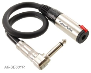 1ft 1/4" Right-Angle Mono TS Male to Locking Female Speaker Audio Extension - Picture 1 of 4