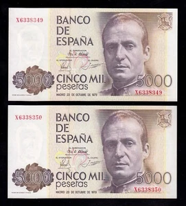 F.C. PAREJA CORRELATIVA 5000 PESETAS 1979 , SERIE X , EBC . - Bild 1 von 2