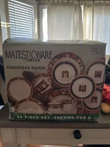 Majesticware Christmas Plates "Christmas Patch" Service for 8 — Missing 3 Pieces - Picture 1 of 8