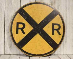 Railroad Tin Sign Train Rail Crossing Warning Metal Vintage Rustic Style Replica - Picture 1 of 4