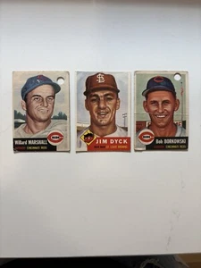 1953 Topps Baseball schlechter Zustand Lot von 3 Jim Dyck, Marshall & Borkowski - Bild 1 von 2
