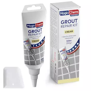 Tile Grout Repair, Cream 8.8 Oz/250Gr. Fast Drying Grout Repair Kit, Grout Fille - Picture 1 of 7