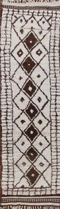 Tribal Anatolian Turkish Ivory Runner Rug 3'x13' Wool Handmade Hallway Carpet - Picture 1 of 12