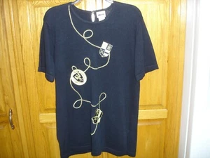 LESLIE FAY LONG PULLOVER SWEATER SIZE XL(18) NAVY - Picture 1 of 11