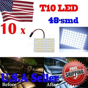 10X Festoon T10 BA9S White LED 48SMD Panel Interior Dome Map Light Bulb Lamp 12V - Picture 1 of 5