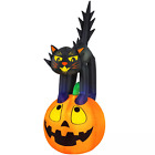 Occasions 7 foot Tall Inflatable Black Cat on Pumpkin Halloween Inflatable New