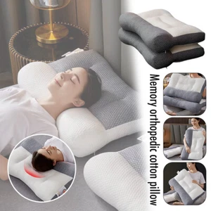 Almohada de algodón tejida ortopédica 1 pieza rebote lento suave memoria dormir ergonómica - Imagen 1 de 21
