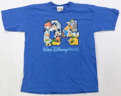 Camiseta Rara De Colección Walt Disney World 2004 Mickey Goofy Pluto Años 2000 Azul Juvenil Talla L Foto 1 de 4
