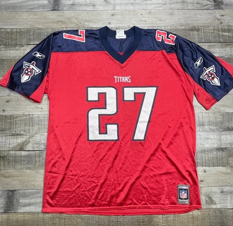 Vintage Tennessee Titans Eddie George #27 Extra Large Red Blak Reebok Jersey Cover