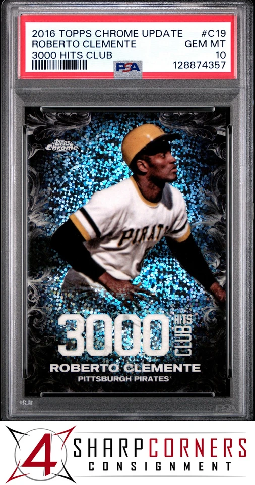 2016 TOPPS CHROME UPDATE 3000 HITS CLUB #C19 ROBERTO CLEMENTE HOF PSA 10 - Image 1 of 3