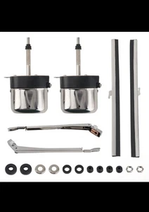 Stainless 12 Volt Electric Windshield Wiper Motors & Dual Switch Kit, Universal - Foto 1 di 12