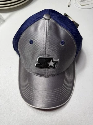 Gorra de béisbol vintage Starter plateada y azul oscuro, logotipo años 90 ajustable nueva etiqueta Foto 1 de 4