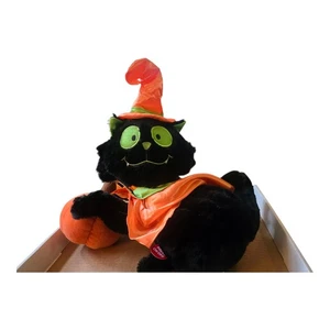 Peluche zucca gatto nero Halloween canti animati passa alla canzone donna magia nera - Foto 1 di 11