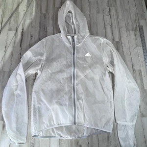 Adidas Women’s  Full Zip Sheer Training Jacket w/hood White Medium - Picture 1 of 13