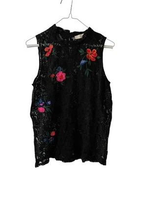Loft Embroidered Sheer Lace Tank Women’s Medium Florals - Image 1 of 4
