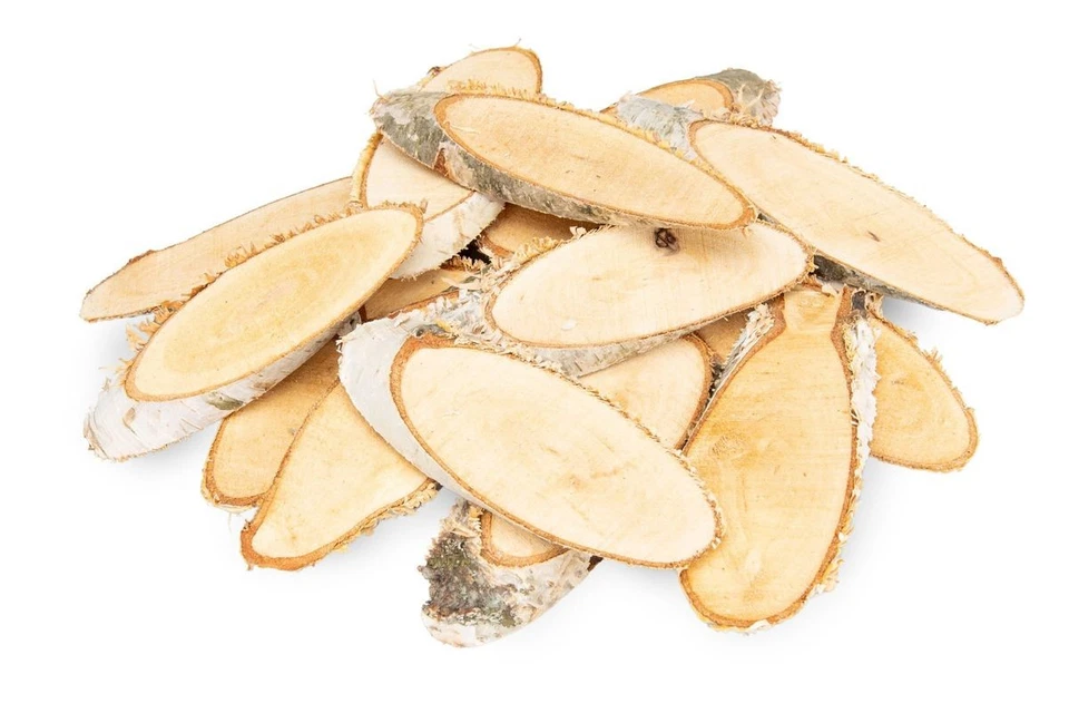 NaDeco Birkenscheiben oval 11-13cm,15 Stück | Holzscheiben mit Rinde | Dekoholz  - Bild 1 von 1