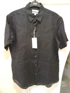M&S Collection Easy Iron Pure Linen Shirt Size M 38-40in BLACK - Picture 1 of 10