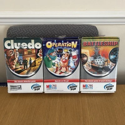Travel Games To Go Set Of 3 Cluedo Operation & Battleship MB Games 2005 - Image 1 of 4