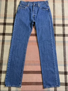 Levi's 501 Button Fly Distressed Denim Blue Jeans Measure 30x34!!! 1770 - Picture 1 of 10