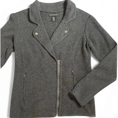Adrienne Vittadini Gray Moto Jacket Wool Blend Edgy Grunge Chic S - Image 1 of 4