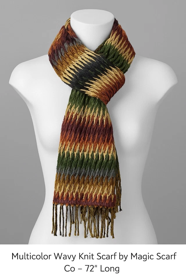 Multicolor Wavy Knit Scarf by Magic Scarf Co – 72” Long - Image 1 of 4