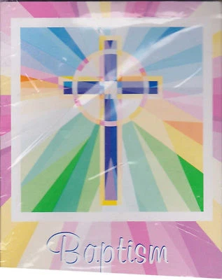 25 BAPTISM INVITATIONS Christian Church Boys Girls Invites Cross Pink Blue NEW - Image 1 of 2