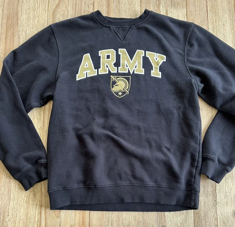 Army Black Knights Sweatshirt Mens Small Black West Point Crewneck Top of World Cover