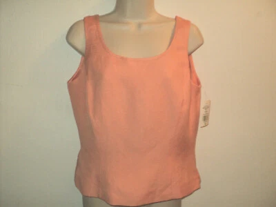 Nueva camiseta sin mangas Tahari Arthur S. Levine Shell Petite 8P color cantalope mezcla de lino Foto 1 de 4