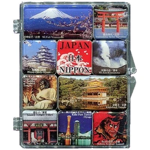 Japanese Scenery Mini Magnet Set of 10 w/Case Mt.Fuji Kinkakuji Temple etc. Gift - Picture 1 of 2