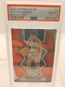 2022 Panini Chronicles DP #1 Chet Holmgren Rookie RC PSA 8 Mosaic Red /149 Thund - Bild 1 von 3
