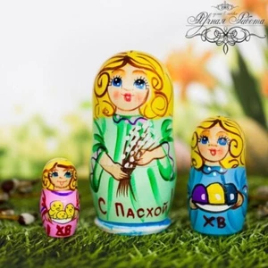 Matrioska "Angelo pasquale" 3 unità (11 cm) dipinto a mano Матрешка - Imagen 1 de 3