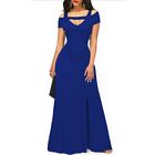 Black Plus Size Women Sexy Long Maxi Dress Cold Shoulder Evening Prom Ball Gown