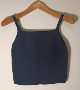 Sisley Italy Women's Wool Cropped Black Lightweight Top Sleeveless Sz M - Picture 1 of 5