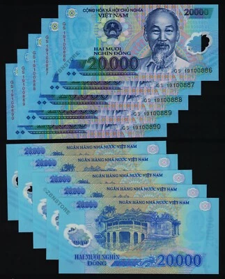 10 x 20.000 billetes de Vietnam Dong moneda = 1/5 millón 100 % auténticos con certificado de autenticidad Foto 1 de 3