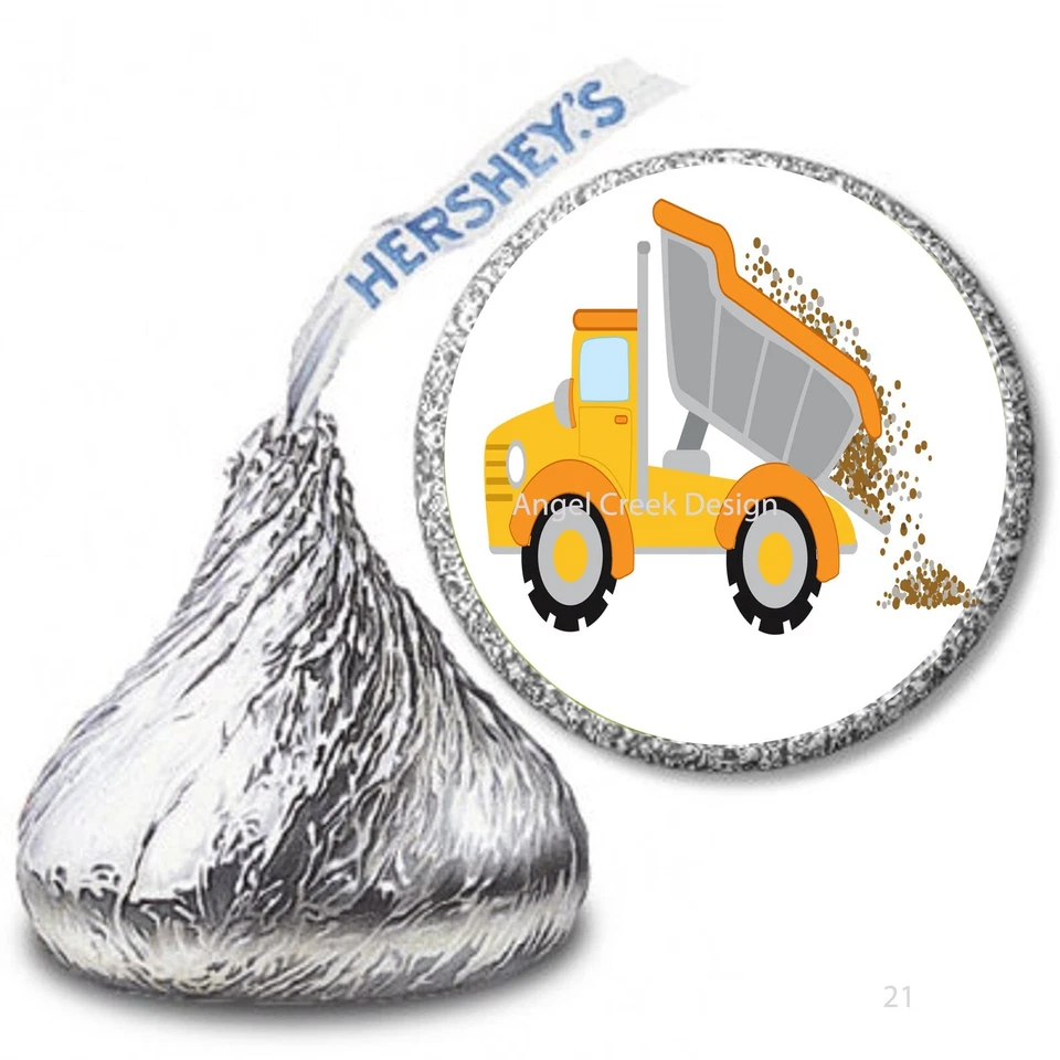 Camión de volteo construcción cumpleaños Hershey Kiss envoltorios de dulces etiquetas Hershey Kiss Foto 1 de 1