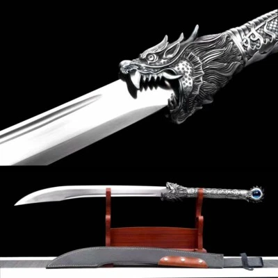 WUSHU Espada Espada Espada Hoja Afilada Acero Manganeso Cosplay Borde Oxtail Cuchillo DAO Foto 1 de 4