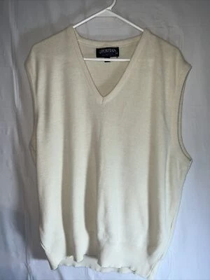 Vintage Puritan Mens Sweater Vest Medium Made In USA Orlon Acrylic Cream 2X - Image 1 of 4
