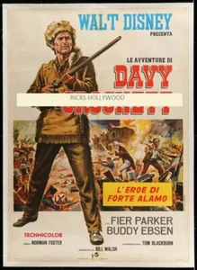 Original DAVY CROCKETT KING OF THE WILD FRONTIER Italian LINEN 39X55 FESS PARKER - Picture 1 of 1