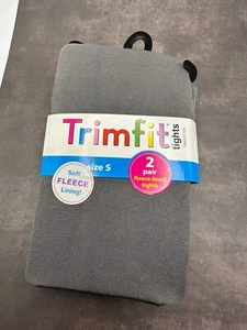 Trimfit Girls' 2-Pair Fleece-Lined Tights (S 4-6) | Gray & Pink | Warm NWT - Picture 1 of 3