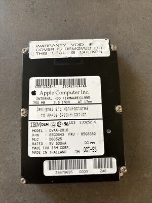 Disco duro interno para computadora portátil Apple IBM de 2,5" IDE ATA 750 MB DVAA-2810 - 655-0306-A Foto 1 de 4