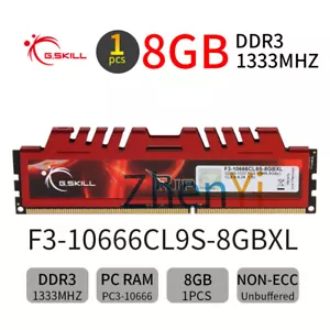G.SKILL Ripjaws X 8GB DDR3 1333MHz PC3-10666U F3-10666CL9S-8GBXL Desktop Memory - Picture 1 of 7
