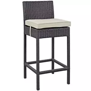 Modway Convene 27.5" Wicker / Rattan Patio Bar Stool in Espresso/Beige - Picture 1 of 1
