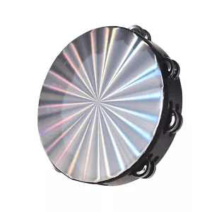 10" Handheld Tambourine Double Row Jingle Percussion Instrument for Church W7I1 - Picture 1 of 9