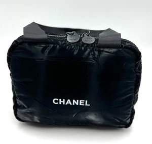 New! Chanel Mini Boston Cosmetic Pouch Clutch Makeup Bag with Handle ~ Black - Picture 1 of 3
