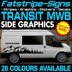 para adaptarse a Ford Transit MWB GRÁFICOS PEGATINAS RAYAS CALCOMANÍAS MK6 MK7 FURGONETA CÁMPER - Imagen 1 de 2