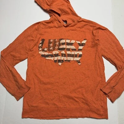 Lucky Brand Youth Lightweight Map Logo Hoodie Flecked Orange Size: Large - Image 1 of 4