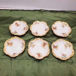 Limoges France Butterpats Salts Set Of 6 Floral With Gold Trim - Bild 1 von 8