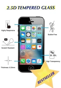 Apple iPhone 5 / 5S / 5C / 5SE 2.5D 9H Strong Tempered Glass Screen Protector - Picture 1 of 6