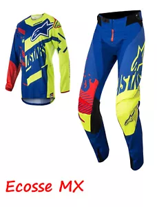 Pantalones de camiseta Alpinestars 2018 Techstar Screamer combo azul amarillo rojo 30/S - Imagen 1 de 4