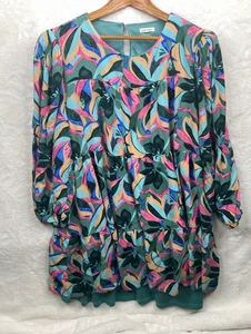 Anthropologie Jodifl Minikleid Damen 2X Babydoll Stufen Abstrakt Blumen Gefüttert - Bild 1 von 12